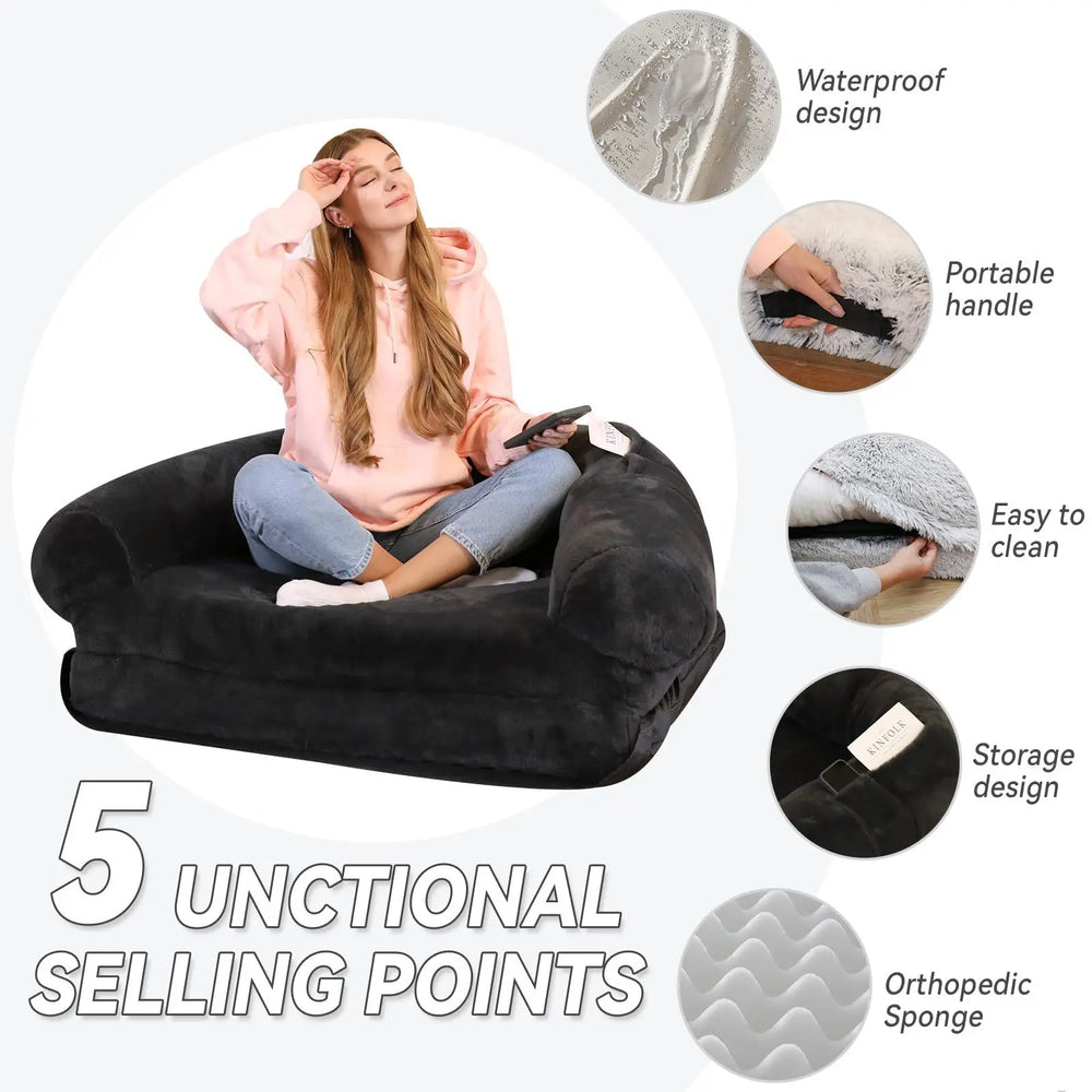 Giant Plush Human Dog Bed - Foldable Bean Bag for Adults & Pets