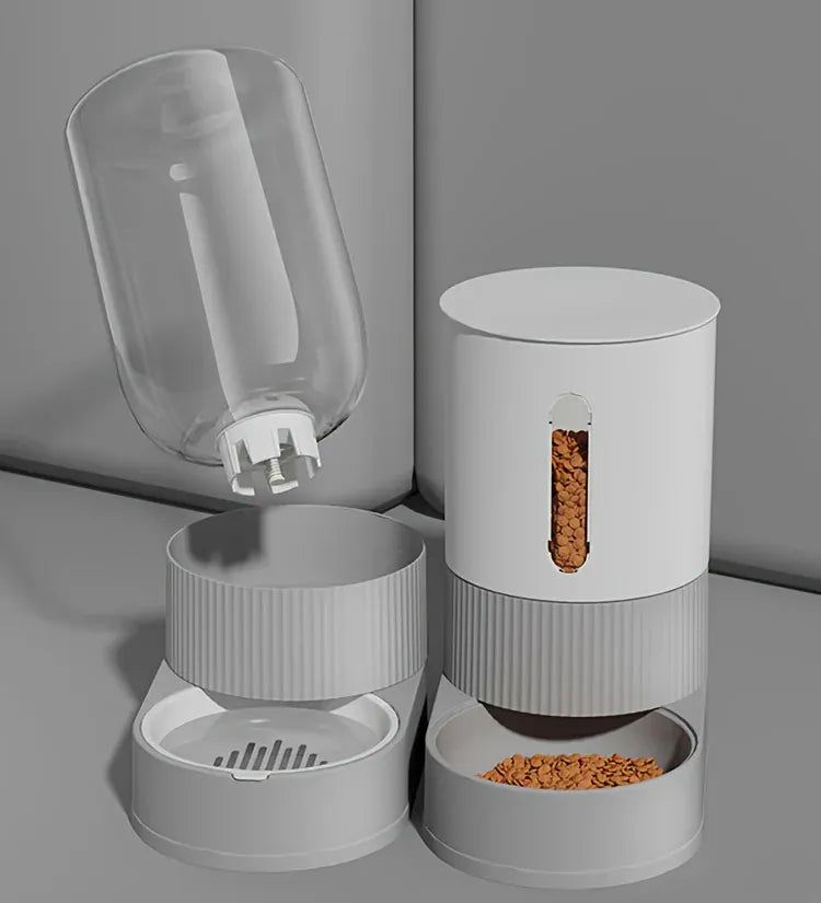 Gravity Automatic Cat Feeder & Water Dispenser - Large Capacity Food Storage Container