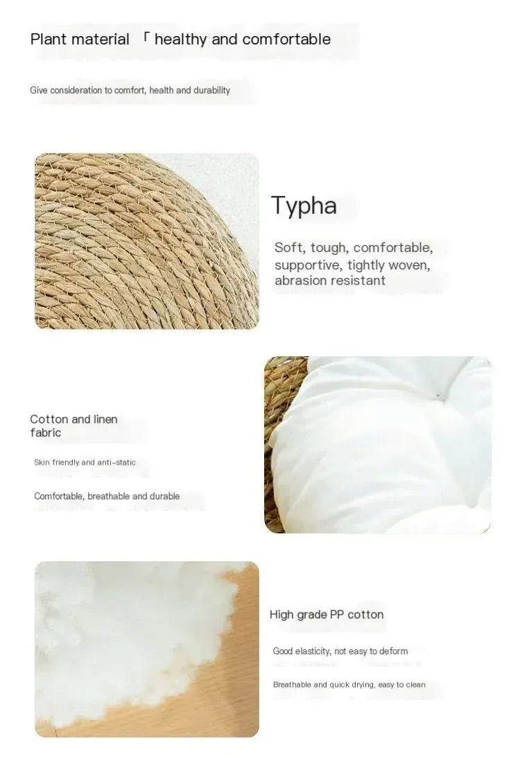 Handmade Vine Woven Cat Nest - 100% Cotton Detachable Four Seasons Bed
