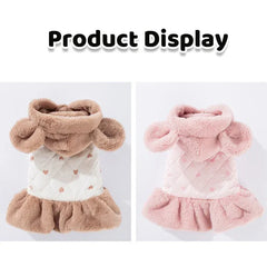 Heart Print Dog Down Jacket – Winter Warm Luxury Puppy Coat | Soft Cotton Dress for Small Dogs & Cats | Cute Chihuahua Outfit