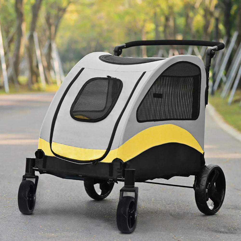 Heavy Duty Dog Stroller - 4-Wheel Foldable Carrier for Large Pets Up to 65kg