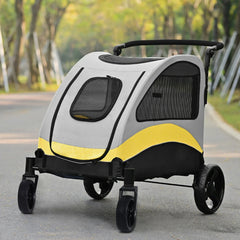 Heavy Duty Dog Stroller - 4-Wheel Foldable Carrier for Large Pets Up to 65kg