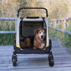 Heavy Duty Dog Stroller - 4-Wheel Foldable Carrier for Large Pets Up to 65kg