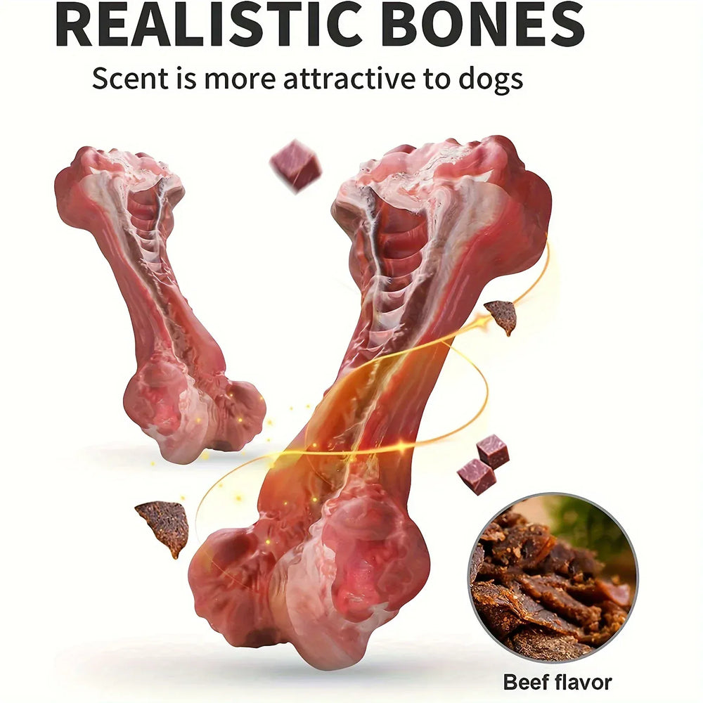 Indestructible Chew Toy for Aggressive Chewers – Durable Natural Rubber Bone for Teeth Cleaning