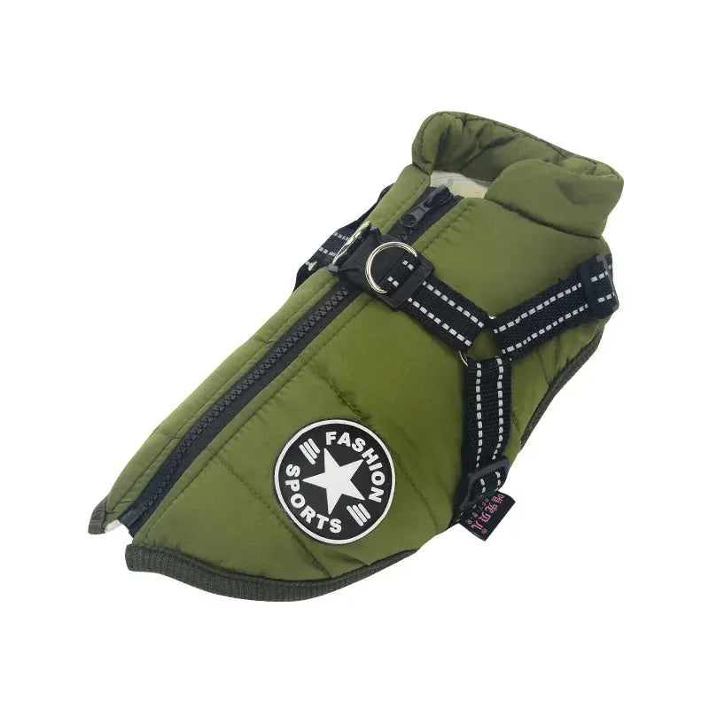 Integrated Dog Jacket & Harness - Waterproof Winter Coat for All Seasons