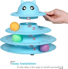 Interactive Cat Toy - 6 Color Turntable Puzzle with Balls for Kitten Mental Exercise