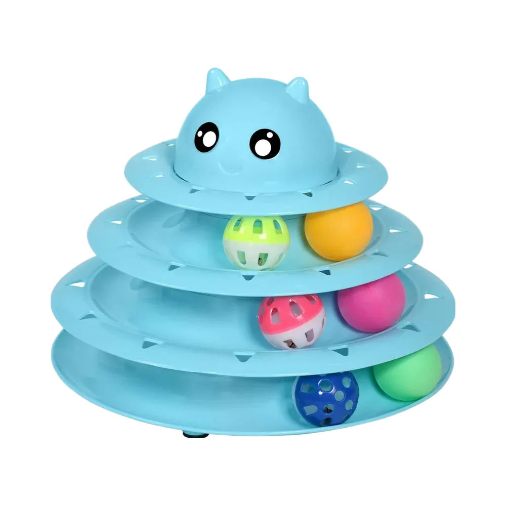 Interactive Cat Toy - 6 Color Turntable Puzzle with Balls for Kitten Mental Exercise