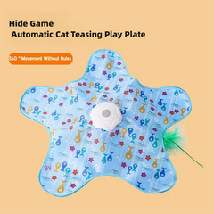 Interactive Hide & Seek Cat Toy | Motion-Activated Squeaky Mouse + Concealed Feather Teaser | Indoor Hunting Exercise Toy