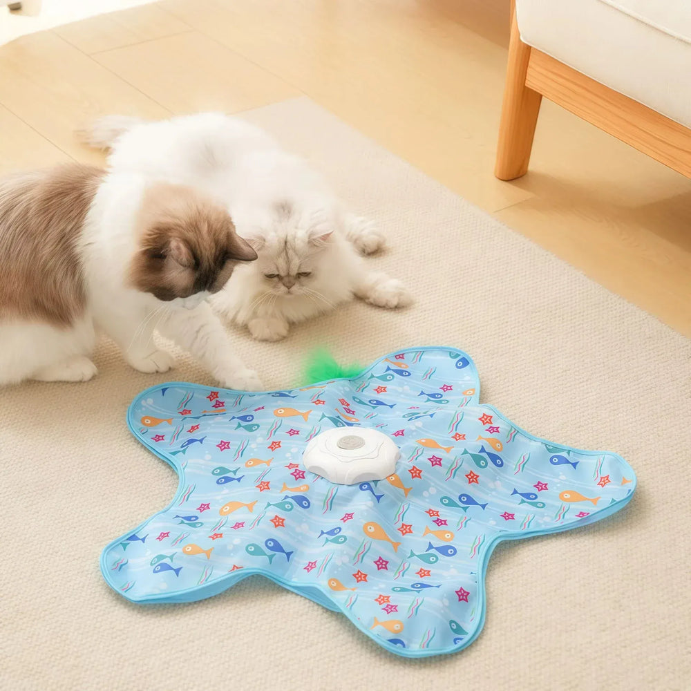 Interactive Hide & Seek Cat Toy | Motion-Activated Squeaky Mouse + Concealed Feather Teaser | Indoor Hunting Exercise Toy