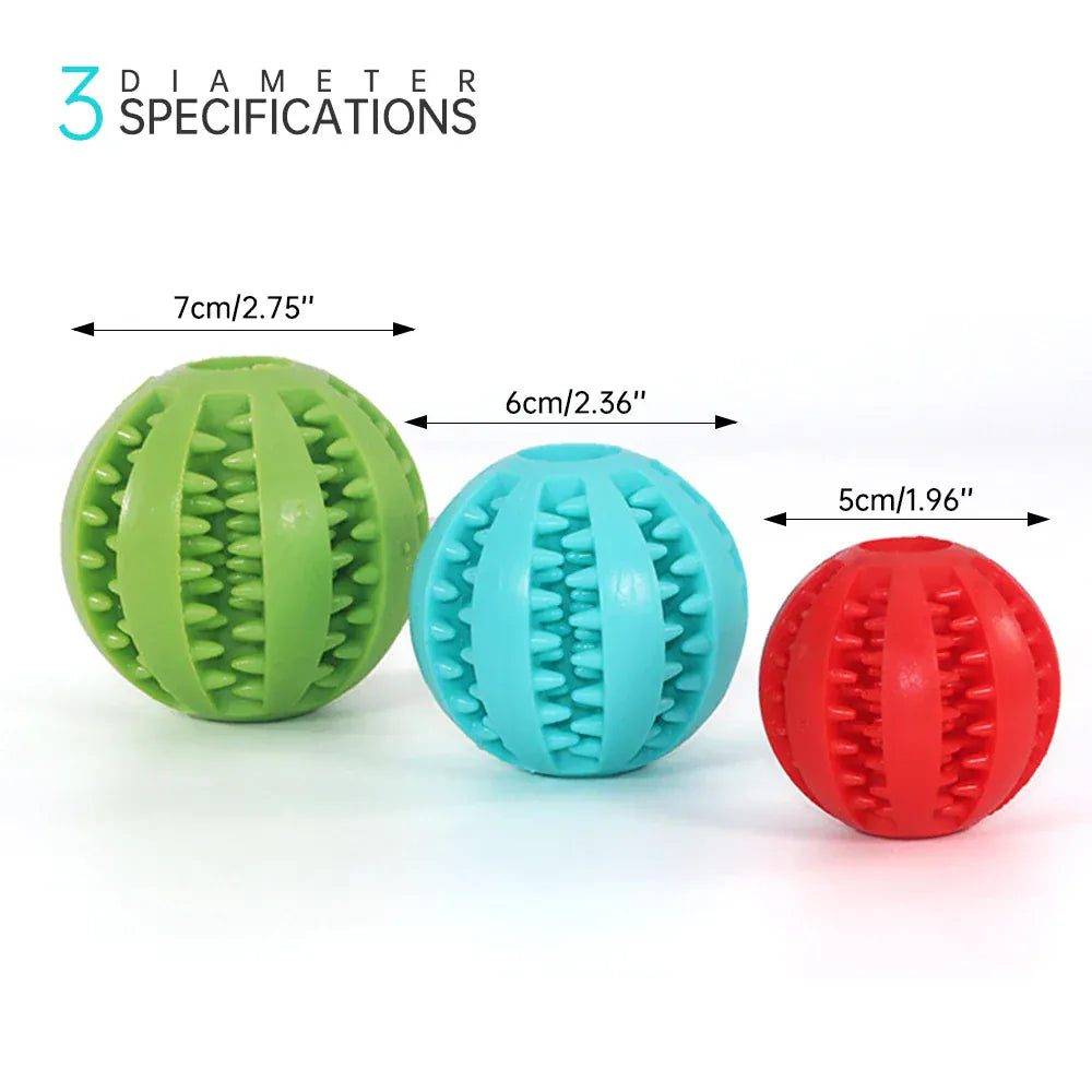 Interactive Rubber Dog Ball - Food Dispensing Chew Toy for Teeth Cleaning