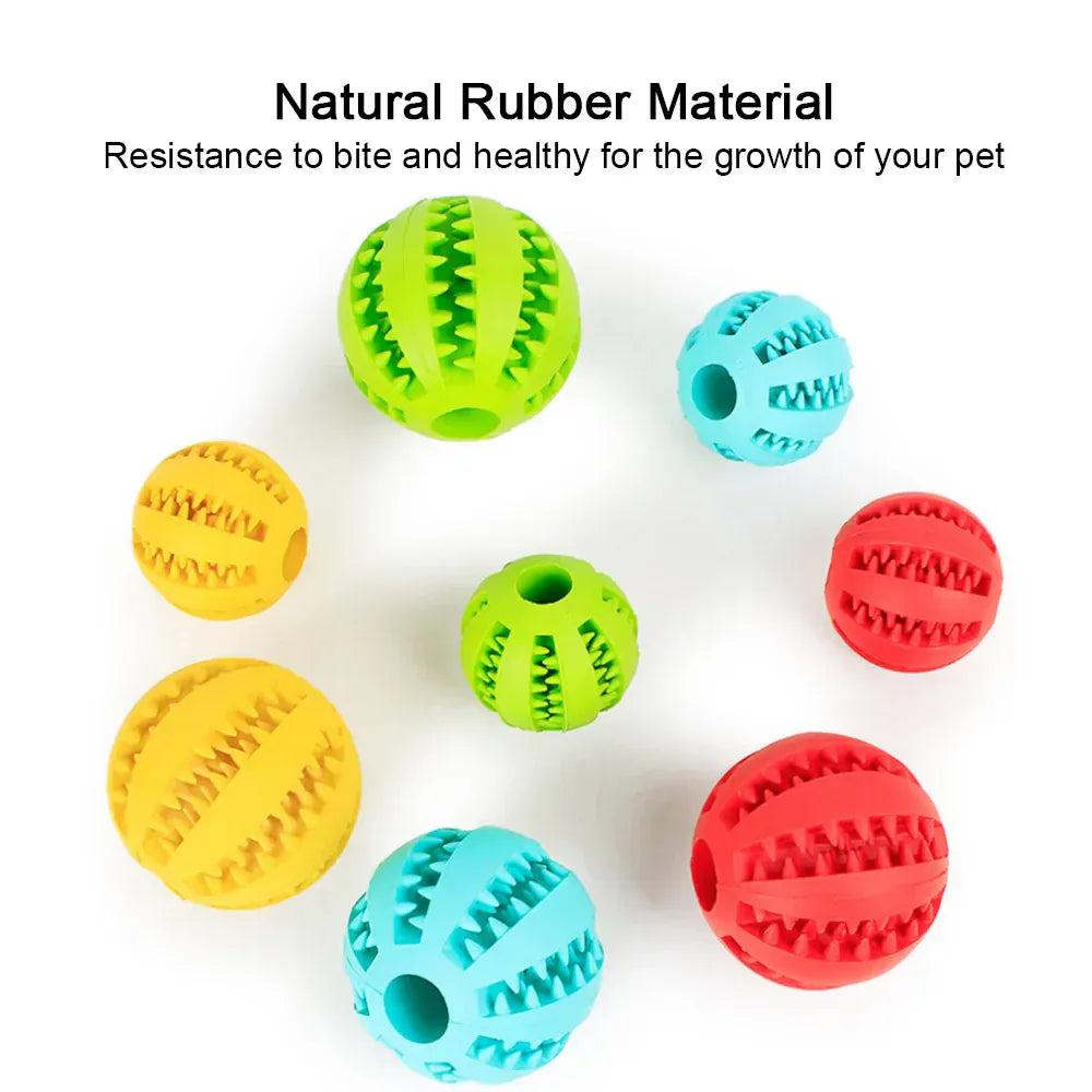 Interactive Rubber Dog Ball - Food Dispensing Chew Toy for Teeth Cleaning