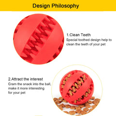 Interactive Rubber Dog Ball - Food Dispensing Chew Toy for Teeth Cleaning