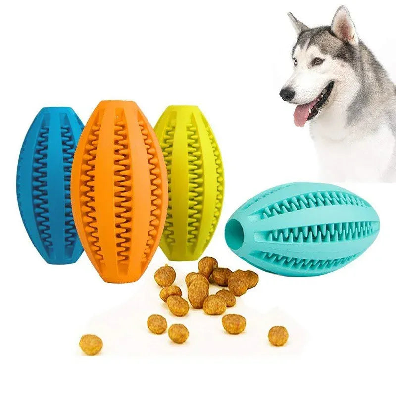 Interactive Rubber Pet Feeder Ball - Multi-Color Food Dispensing Toy
