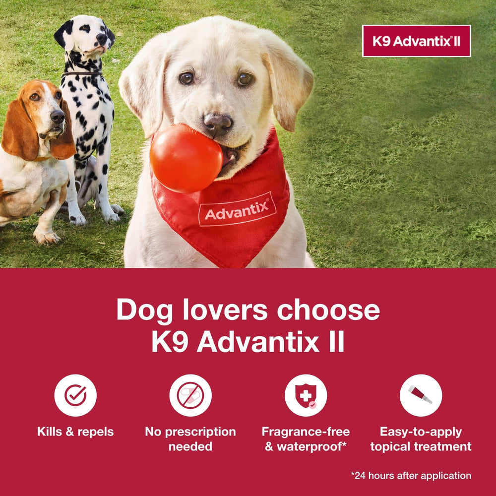 K9 Advantix II Large Dog – Vet-Recommended Flea, Tick & Mosquito Treatment for Dogs 21-55 lbs, 4-Month Supply