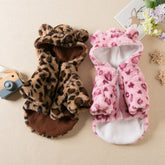 Leopard Print Fleece Hoodie - Fashion Winter Coat for French Bulldogs & Small Breeds