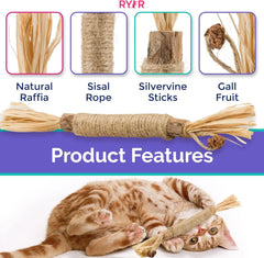 Natural Catnip Chew Sticks - Dental Health Cat Toys Silvervine Matatabi Cat Treats