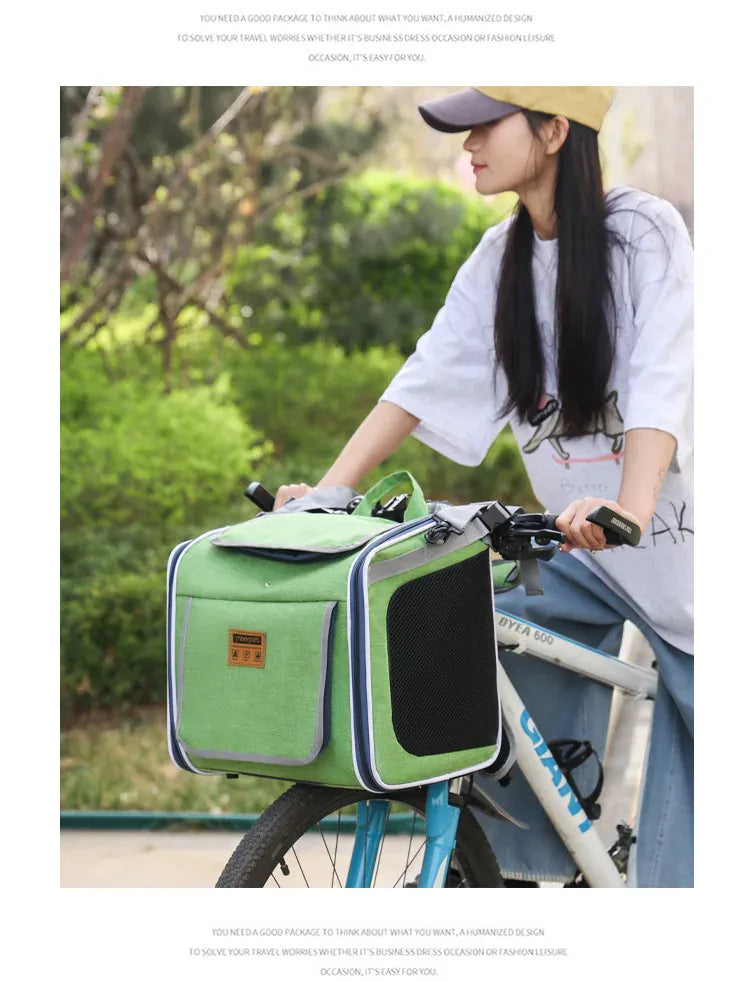 Nordic Style Pet Bike & Car Carrier – Portable Backpack for Outdoor Cycling & Travel