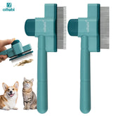 Oitabi Self-Cleaning Flea Comb for Dogs & Cats - Fine Tooth Pet Comb with Release Button, 2-Pack Grooming Tool for Flea Removal & Detangling