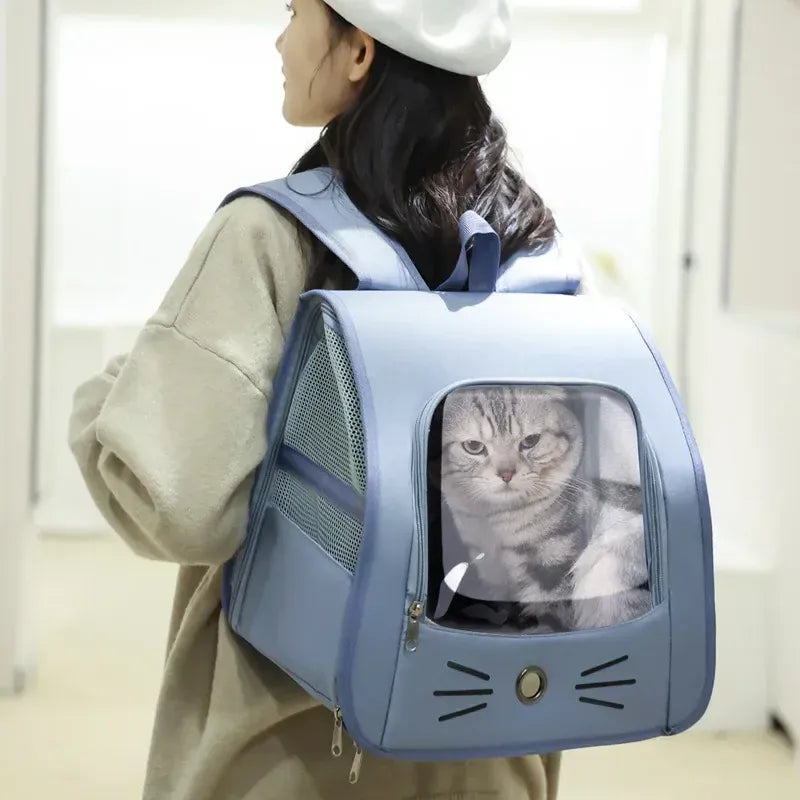 Outdoor Cat Backpack Carrier - Breathable Pet Transport Bag for Cats & Small Dogs, 35x35x25cm Portable Shoulder Carrier with Mesh Windows
