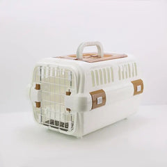Outdoor Portable Cat Carrier Box - Large Capacity Aviation Pet Transport Cage, Breathable Solid Plastic Travel Crate for Cats & Small Dogs