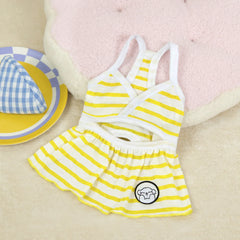 Pet Bikini & Skirt Set – Striped Summer Outfit for Small Dogs & Cats