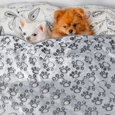 Pet Blanket with Flower Footprints - Warm Machine Washable Cat Dog Mat, Winter Comfort Pad in Multiple Sizes (Gray)