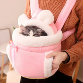 Pet Carrier Backpack for Cats & Small Dogs - Plush Winter Warm Travel Bag, Front Chest Carrier with Soft Fleece Interior, Outdoor Hiking & Car Travel