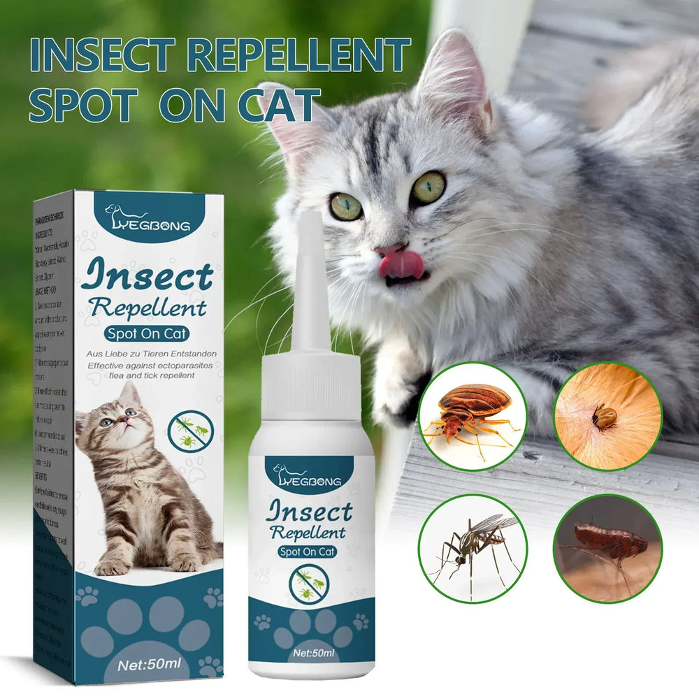 Pet Flea Killer Drops - 50ml Anti-Flea Treatment for Cats & Dogs, Tick Lice Mite Removal with Itching Relief, Ringworm Treatment