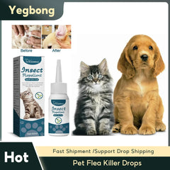 Pet Flea Killer Drops - 50ml Anti-Flea Treatment for Cats & Dogs, Tick Lice Mite Removal with Itching Relief, Ringworm Treatment