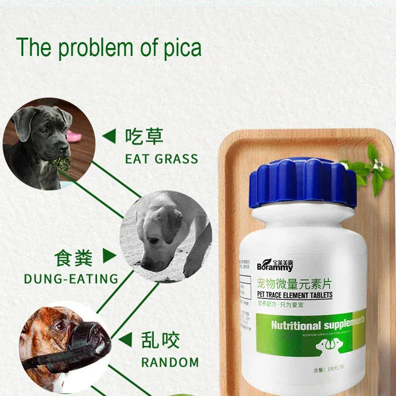 Pet Pica Supplement - 180 Trace Element Tablets to Stop Strange Eating Habits