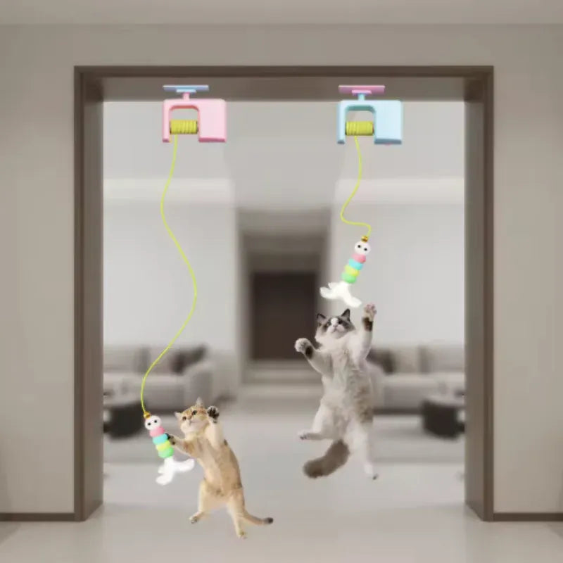 Pet Stress Relief Cat Toy – Rechargeable Interactive Hanging Door Toy with Automatic Electric Flying Bird for Hunting & Play