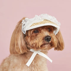 Pet Sun Hat with Bow – Adjustable Summer Sunshade Hat for Dogs & Cats