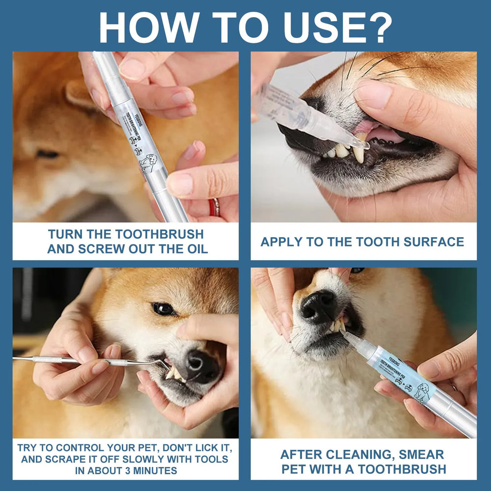 Pet Teeth Cleaning Pen | Dog & Cat Toothbrush & Toothpaste All-in-One | Fresh Breath & Tartar Removal