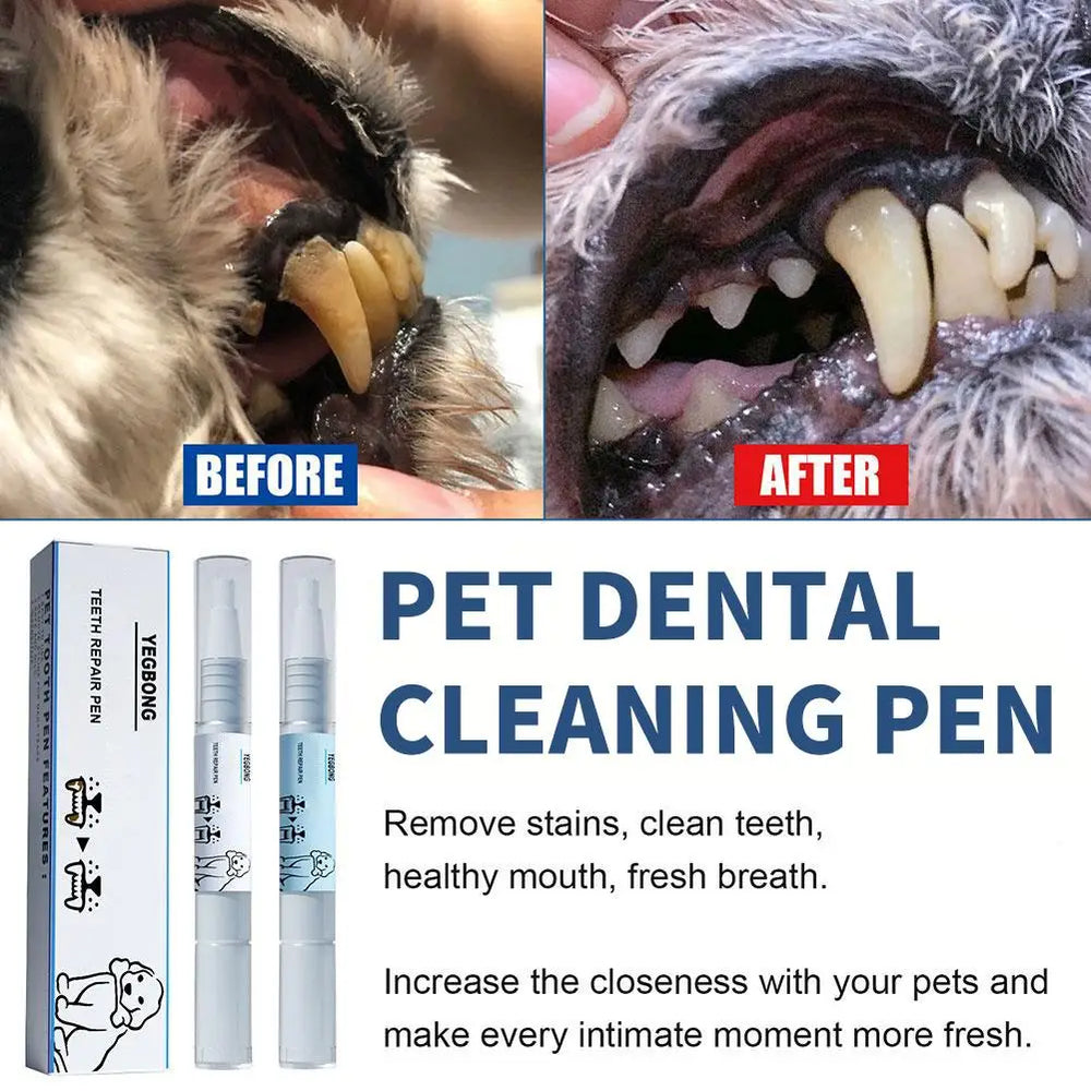 Pet Teeth Cleaning Pen for Dogs & Cats - 2-Pack Dental Care Kit, Tartar Remover & Tooth Whitening Stick, Easy Oral Hygiene Solution for Fresh Breath
