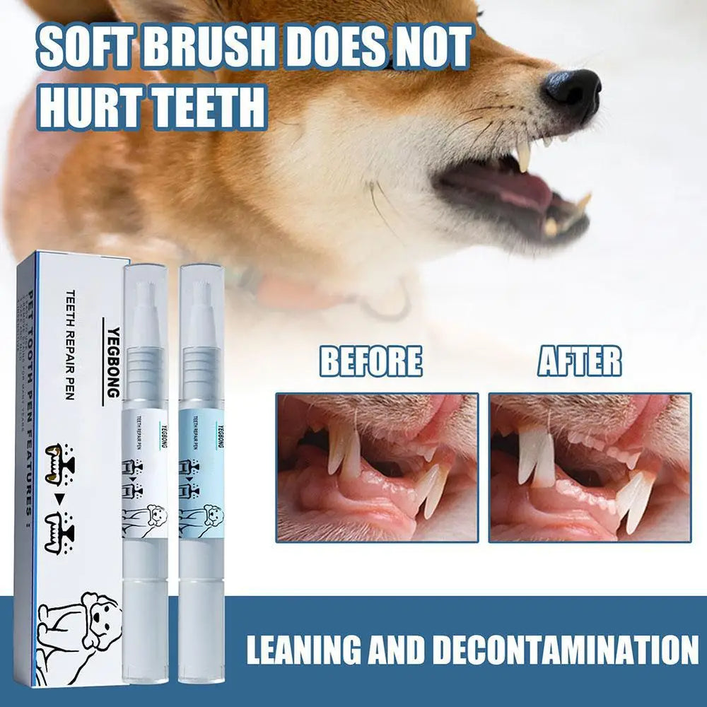 Pet Teeth Cleaning Pen for Dogs & Cats - 2-Pack Dental Care Kit, Tartar Remover & Tooth Whitening Stick, Easy Oral Hygiene Solution for Fresh Breath