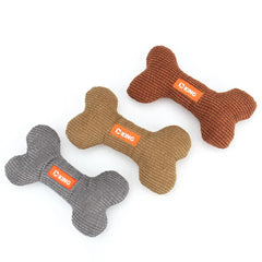 Plush Bone Dog Toy - Small Puppy Squeaky Chew Toy with Multiple Squeakers