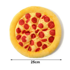 Plush Dog Toy Doughnut & Pizza Shape | Squeaky Chew Toy for Puppies & Dogs | Teeth Cleaning Soft Bite-Resistant Pet Toy