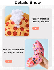 Plush Dog Toy Doughnut & Pizza Shape | Squeaky Chew Toy for Puppies & Dogs | Teeth Cleaning Soft Bite-Resistant Pet Toy