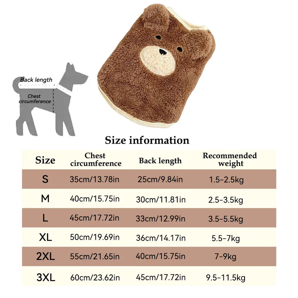 Plush Teddy Bear Dog Sweater | Winter Warm Vest for Small Dogs 1.5β11.5kg | Soft & Cozy Pet Clothes for Teddy, Schnauzer & Puppy