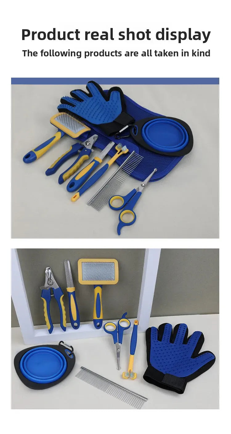 Professional Pet Grooming Kit | Dog & Cat Hair Trimmer, Nail Clipper & Comb Set | Knotting & Hair Removal Tools