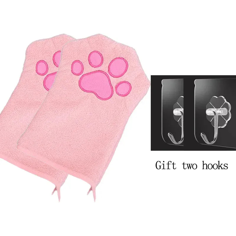 Quick-Dry Pet Bath Gloves – Absorbent Dog & Cat Drying Gloves with Paw Print Design