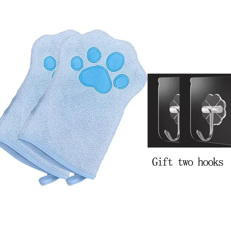Quick-Dry Pet Bath Gloves – Absorbent Dog & Cat Drying Gloves with Paw Print Design