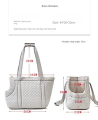 Quilted Pet Handbag - Ultra-Light Single Shoulder Cat Carrier Bag, Winter Cotton Pet Carrying Sling for Small Dogs & Cats