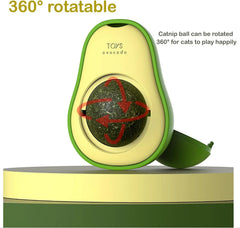 Rotatable Catnip Ball Toy with Wall Sucker - Interactive Lick Treat Avocado Toy with Catnip, Smart Play for Indoor Cats
