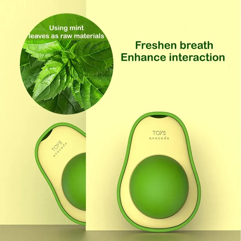 Rotatable Catnip Ball Toy with Wall Sucker - Interactive Lick Treat Avocado Toy with Catnip, Smart Play for Indoor Cats