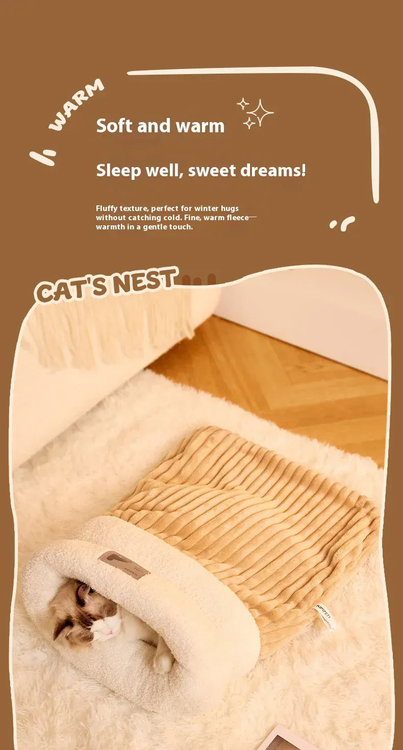 Multi-functional cat bed with tunnel for active indoor cats