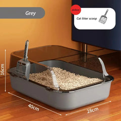 Semi-Closed Splashproof Cat Litter Box - Removable Easy Clean Pet Toilet