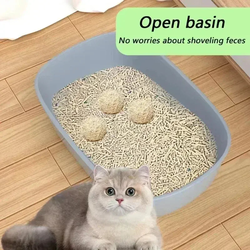 Semi-Closed Splashproof Cat Litter Box - Removable Easy Clean Pet Toilet