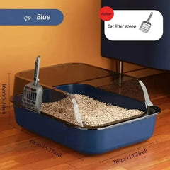 Semi-Closed Splashproof Cat Litter Box - Removable Easy Clean Pet Toilet