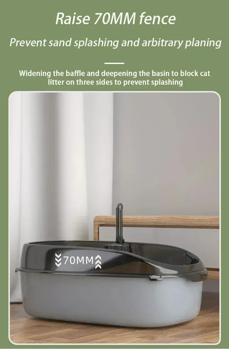 Semi-Enclosed Cat Litter Box - High Fence Design with Privacy Hood